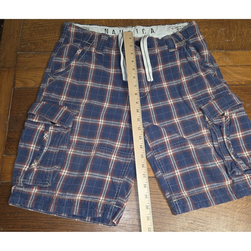 Vintage Nautica Cargo Shorts Men's 34 Blue Red Inseam Pockets Hiking y2k Sailing - Picture 6 of 9
